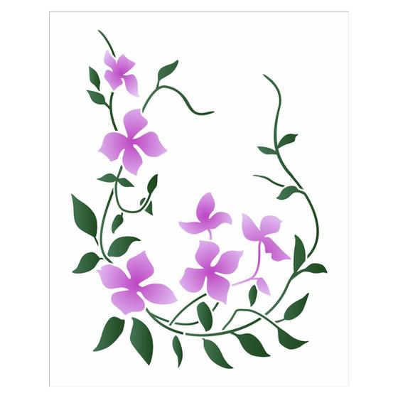 Imagem de Stencil de Acetato Opa - 3386 Cantoneira Flores Clematites 20 X 25cm