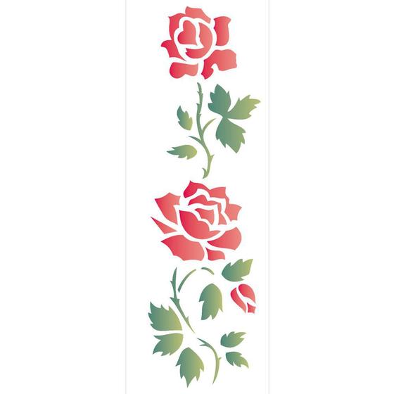 Imagem de Stencil de Acetato para Pintura OPA 10 x 30 cm - 1036 Flores Rosas II