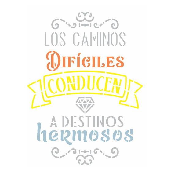 Imagem de Stencil de Acetato para Pintura OPA 15 x 20 cm - 2845 Frase Los Caminos