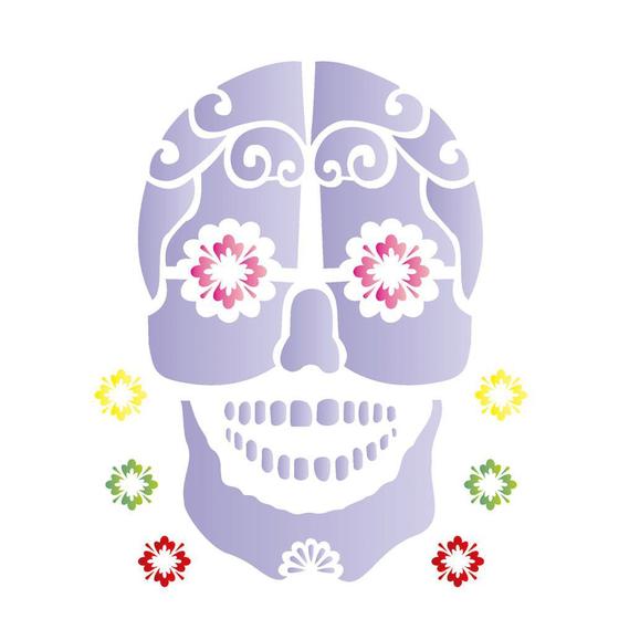 Imagem de Stencil de Acetato para Pintura OPA 20 x 25 cm - 1180 Caveira Mexicana