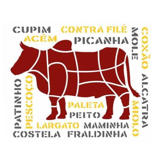 Imagem de Stencil de Acetato para Pintura OPA 20 x 25 cm  2880 Culinária Cortes do Boi