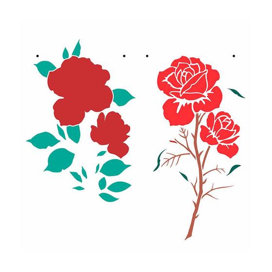 Imagem de Stencil de Acetato para Pintura OPA 30,5 x 30,5 cm - 3057 Flores Rosas III