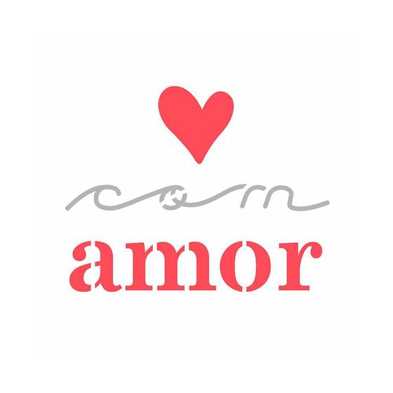 Imagem de Stencil de Acetato para Pintura OPA Simples 10 x 10 cm  3028 Frase com Amor