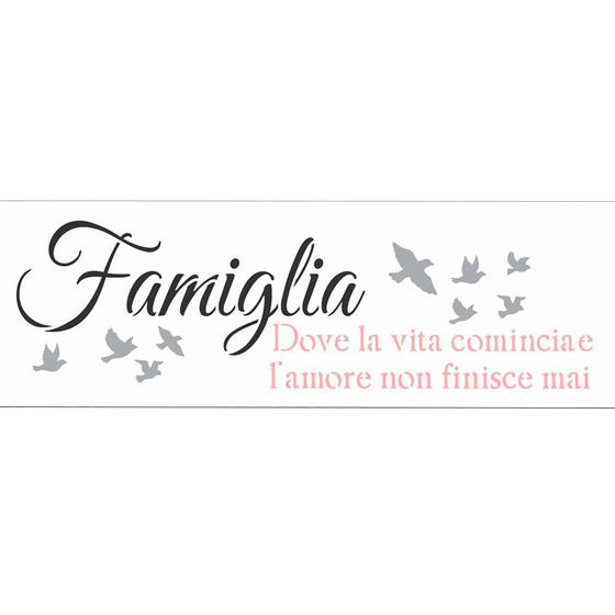 Imagem de Stencil de Acetato para Pintura Simples OPA 10 x 30 cm Frase Famiglia  OPA3194