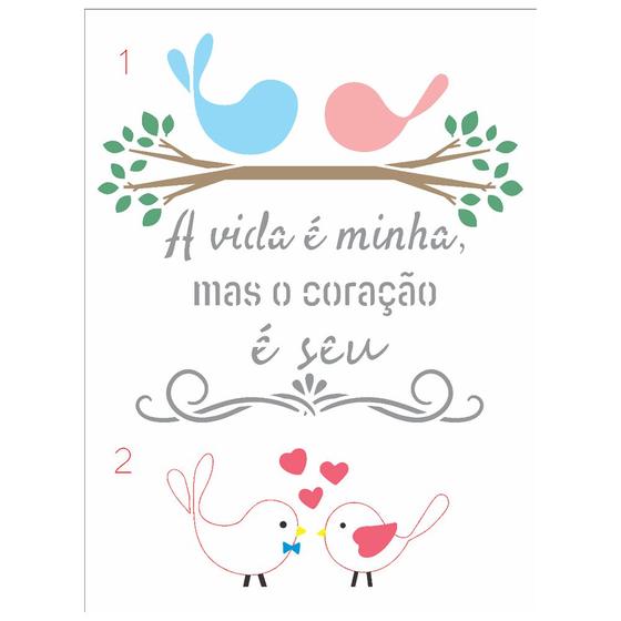 Imagem de Stencil de Acetato para Pintura Simples Opa 15 X 20 Cm Frase o Coração É Seu - Opa3260