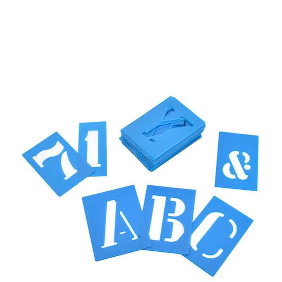Stencil Letras e Números Vazados 45mm Budeplast 36 Peças Estêncil