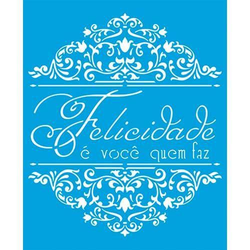 Imagem de Stencil Litoarte 17 x 21 cm - STM-638 Arabesco Com Frase