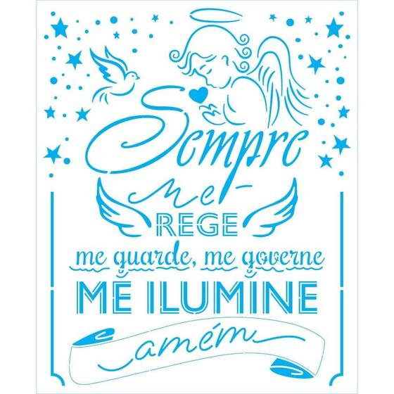 Imagem de Stencil Litoarte 17 X 21 Cm - STM - 729 Oração Santo Anjo