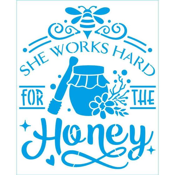 Imagem de Stencil Litoarte Tays Rocha 17 x 21 cm - STR-733 She Works Hard