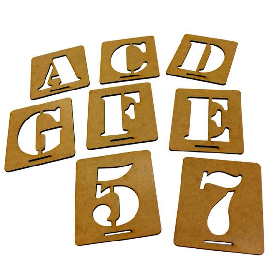 Imagem de Stencil Molde Números E Alfabeto De Madeira Mdf com 75mm
