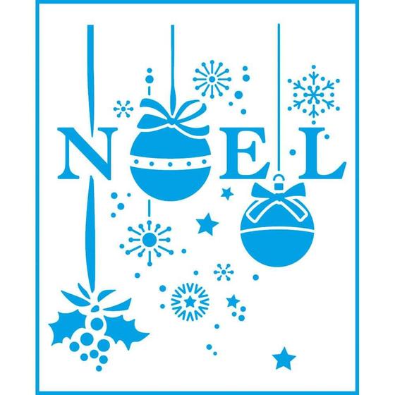 Imagem de Stencil Natal Litoarte 17 X 21 cm - STMN - 071 Noel, Flocos de Neve e Bolas de Natal