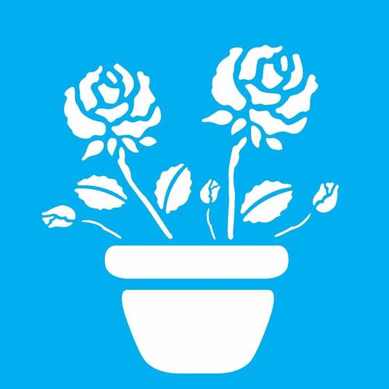 Imagem de Stencil Opa 14 X 14 cm - Vaso com Rosas - 1003