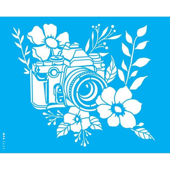 Imagem de Stencil Opa 20 x 25 cm - Camera Com Flores - 3435