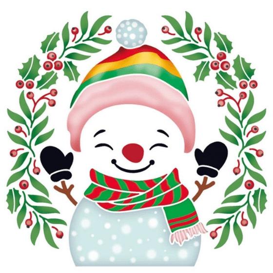 Imagem de Stencil Pintura Arte Natal Boneco de Neve 14x14cm Stan-020 Litoarte