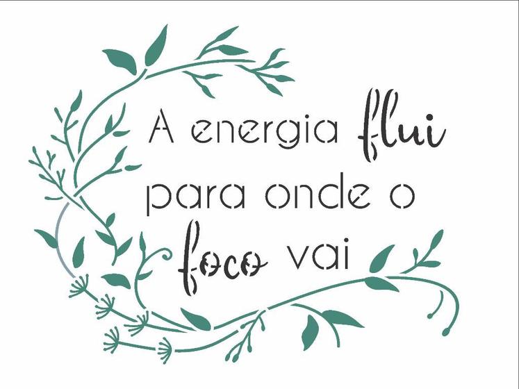 Imagem de Stencil Pintura Frase a Energia Flui 3376 15x20 Opa