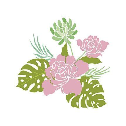 Imagem de Stencil Pintura Simples 20x20cm Rosas, Dália e Coste de Adão STXX-063 - Litoarte