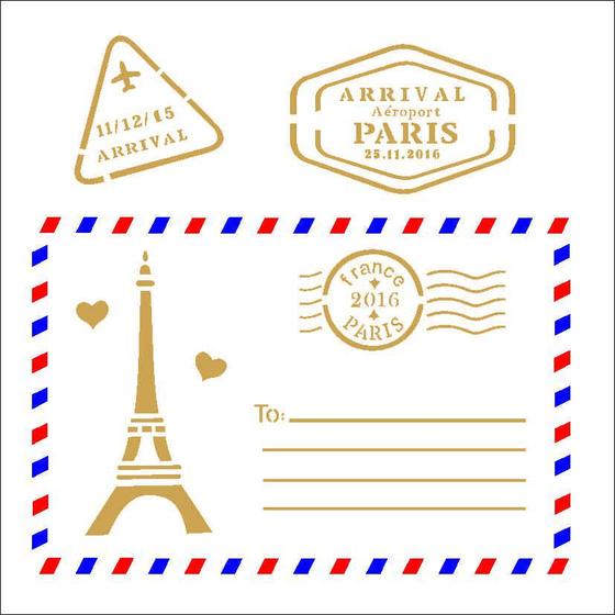 Imagem de Stencil Simples Cartão Postal Paris 2008 14x14 Opa