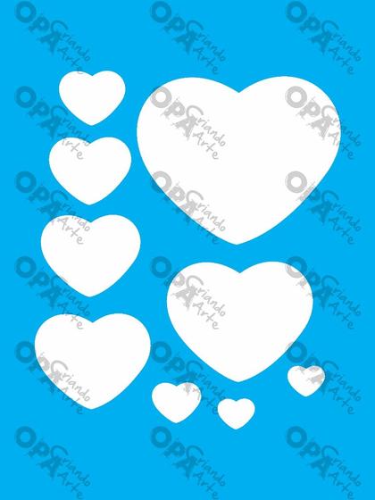 Imagem de Stencil Simples Corações Patchwork OPA379 15x20