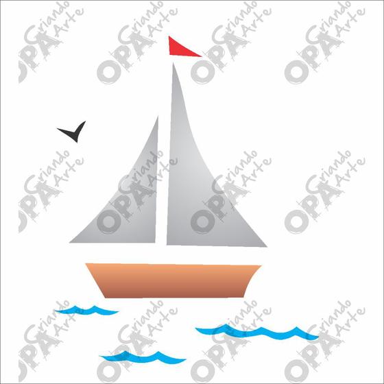 Imagem de Stencil Simples Infantil Barco a Vela Ii Opa 217 10x10