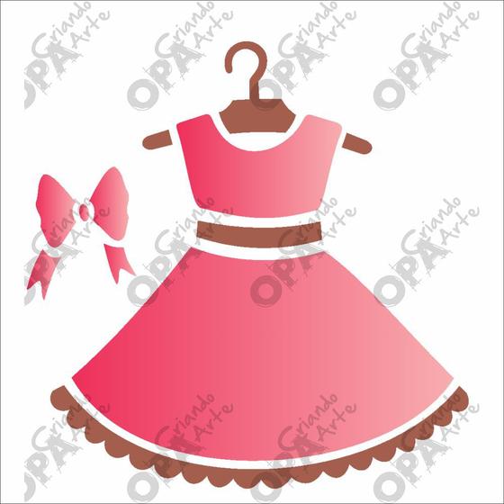 Imagem de Stencil Simples Infantil Vestido Opa 1856 10x10