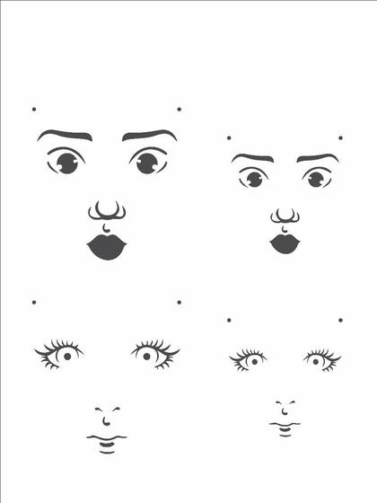 Imagem de Stencil Simples Rosto Boneca I 2500 15x20 Opa