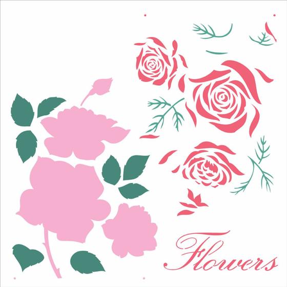 Imagem de Stencil Sp. 30,5x30,5 2370 Flor Rosas Ii