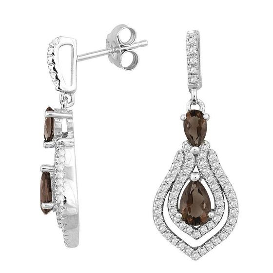 Imagem de Sterling Prata Brown Smoky Quartz Topaz Brincos