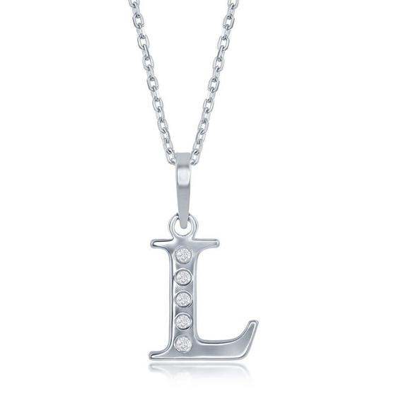 Imagem de Sterling Silver Diamond L Corrente Pingente Inicial