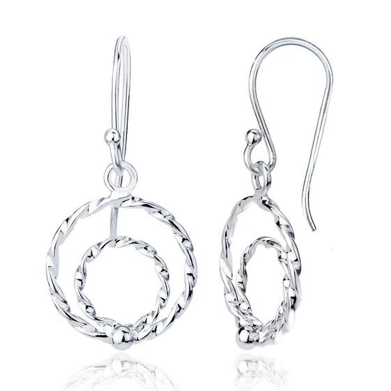 Imagem de Sterling Silver Double Open Circle Brincos Dangling