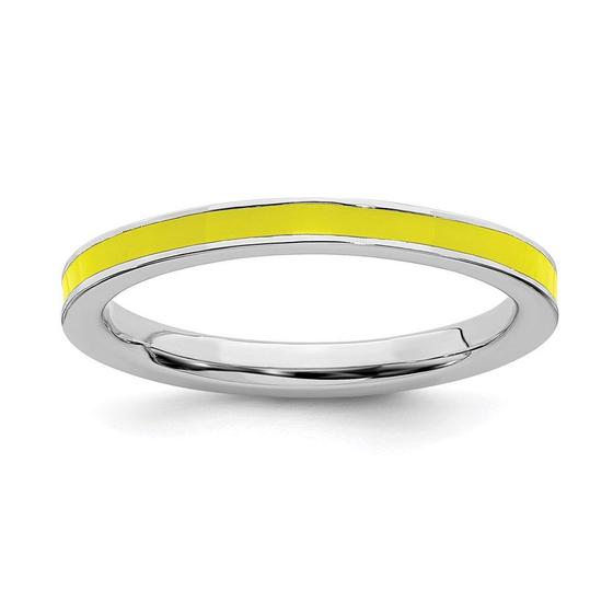 Imagem de Sterling Silver Expressões empilháveis Amarelo esmaltado 2.25mm