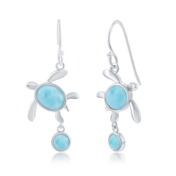 Imagem de Sterling Silver Larimar Tartaruga Dangle Brincos