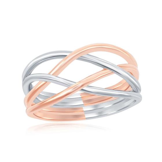 Imagem de Sterling Silver Rhodium e Rose GP Interlocking Ring, Tamanho 