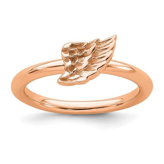 Imagem de Sterling Silver Stackable Expressions Asa de anjo banhada a rosa