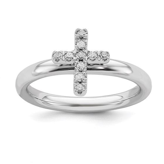 Imagem de Sterling Silver Stackable Expressions Cross Diamond Ring