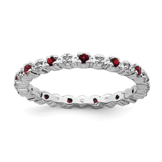 Imagem de Sterling Silver Stackable Expressions Granadas e Anel de Diamante