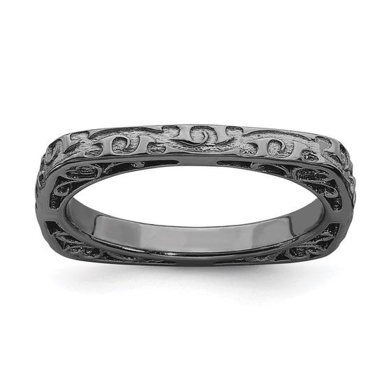 Imagem de Sterling Silver Stackable Expressions Polido Banhado a Preto 