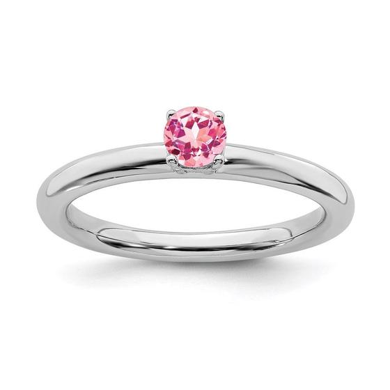 Imagem de Sterling Silver Stackable Expressions Rhodium Pink Turmalin