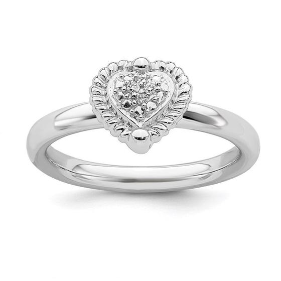 Imagem de Sterling Silver Stackable Expressões Coração Diamond Ring