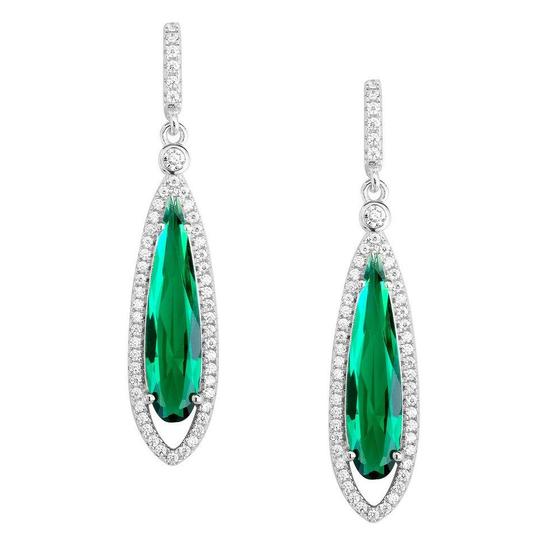 Imagem de Sterling Silver Teardrop Brincos CZ Verde Escuro