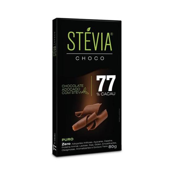 Imagem de steviachoco 77% cacau puro (80g) - Stévia choco