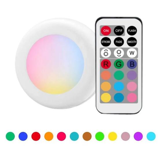 Imagem de STO110 - 3 Lampadas Luminaria Led RGB Controle Remoto Para Armario