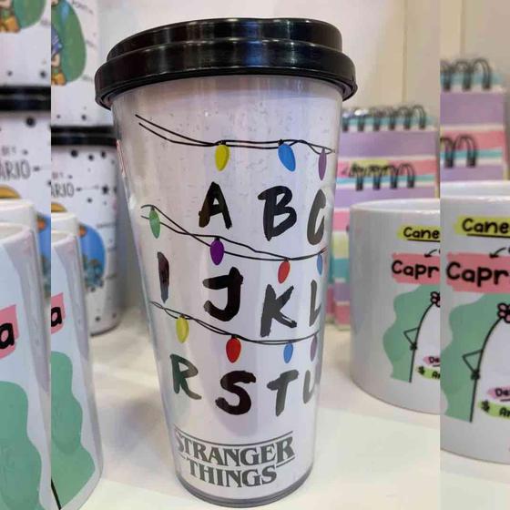 Imagem de STRANGER THINGS - Copo Térmico Parede Dupla Funny com Tampa Tema Stranger Things  480ml  Loop