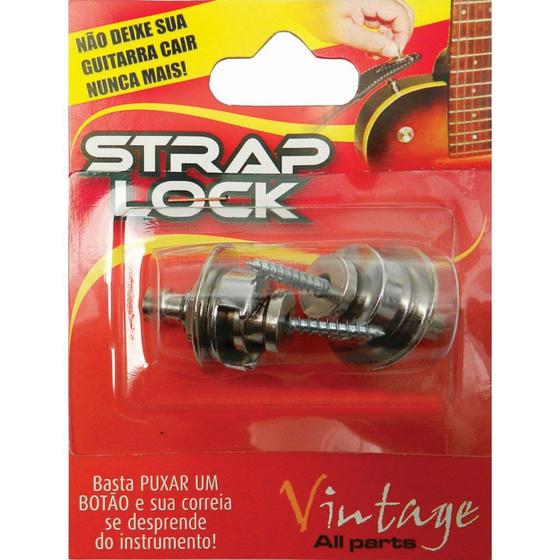 Imagem de Strap Lock Trava Correia Guitarra Violão Baixo Prata Basso