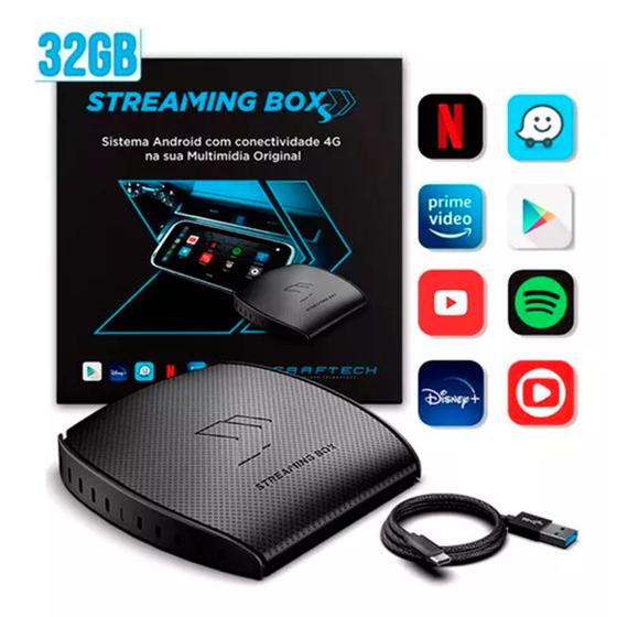 Imagem de Streaming Box Light 3gb 32gb Armazenamento Carros Fiat Interface Usb Central Android Carplay 4g