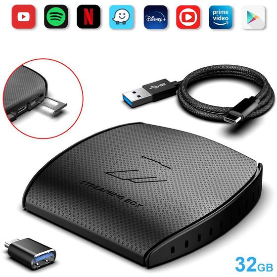 Imagem de Streaming Box S Automotivo Para Carros Com Sistema Carplay 32Gb 2Gb RAM