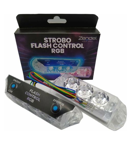 Imagem de Strobo Rgb Zendel Control 2 Farol 8 Cores Controle no Farol