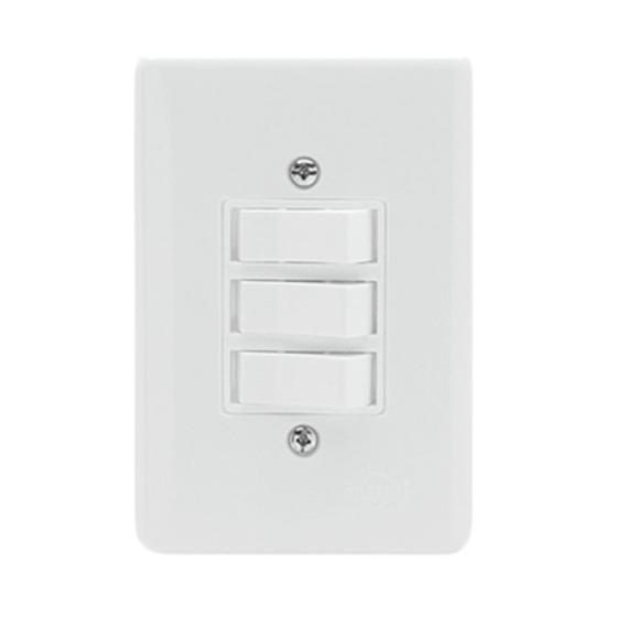 Imagem de Stylusinterruptor 3 tecla simples 6a 250v c placa 4x2 - ilumi