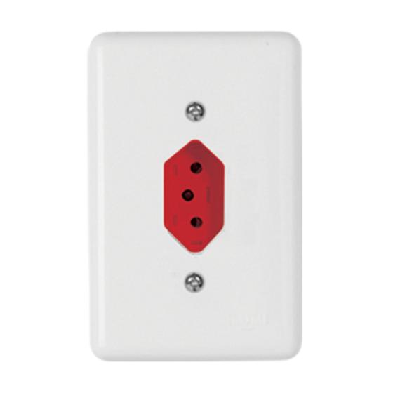 Imagem de Stylustomada fixa de embutir bipolar 2pt 10a 250v vermelha c placa 4x2 - ilumi
