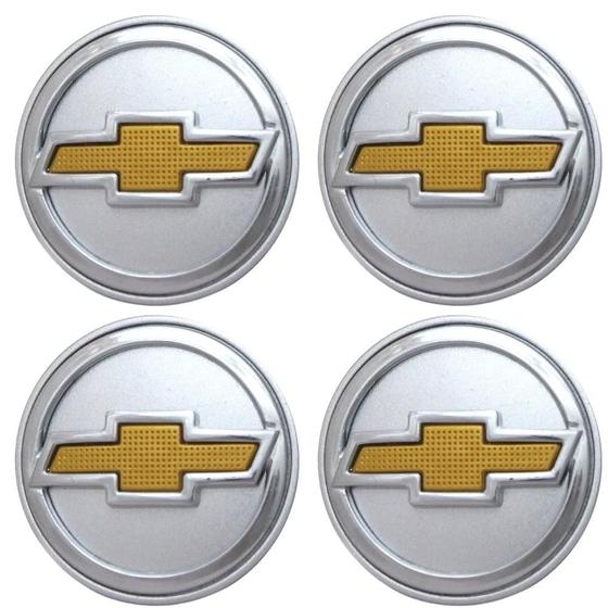 Imagem de Sub Calota 51mm Gm Prata com Emblema Dourado Abs (4 Pc)