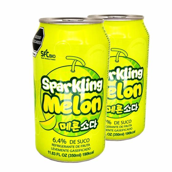 Imagem de Suco De Melão Coreano Melon Soda 350ml (Kit com 2)